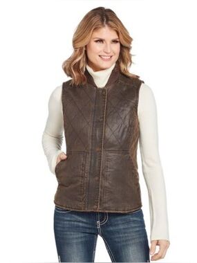 Cripple Creek Women's Quilted Concealed Carry Vest - Size L - Enzyme Washed Brow